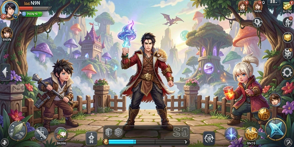 Gameplay 9N9N yang menantang dan seru ditampilkan dalam screenshot ini.