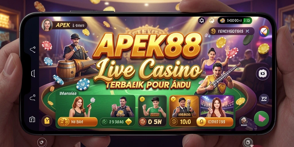 Screenshot APEK88 yang menampilkan dealer langsung dalam permainan Live Casino.