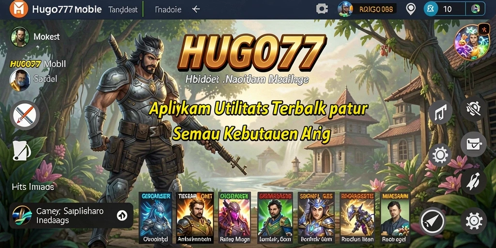 Tampilan antarmuka HUGO77 dengan fitur-fitur utilitasnya yang menarik.