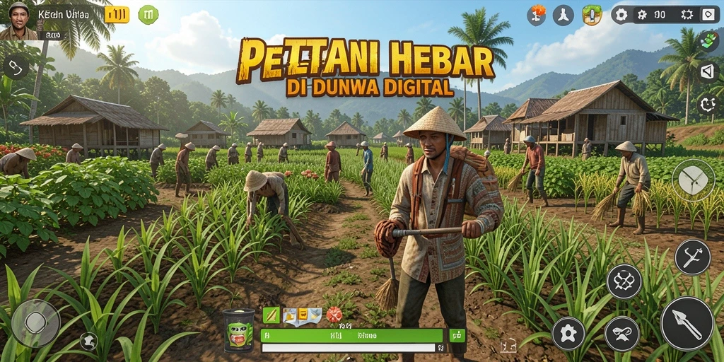 Tampilan gameplay KETUA yang menampilkan aktivitas pertanian seru.