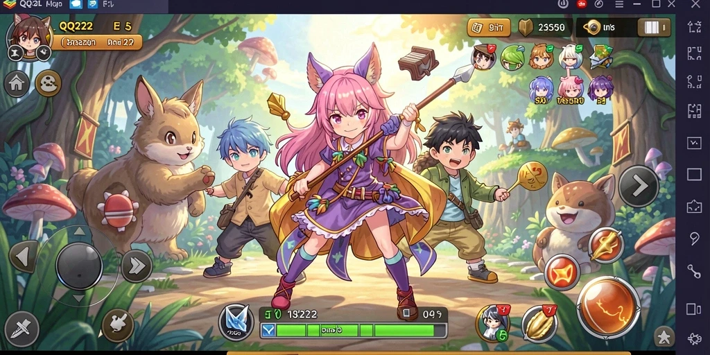 Tampilan gameplay QQ222 dengan karakter Anime penuh aksi.