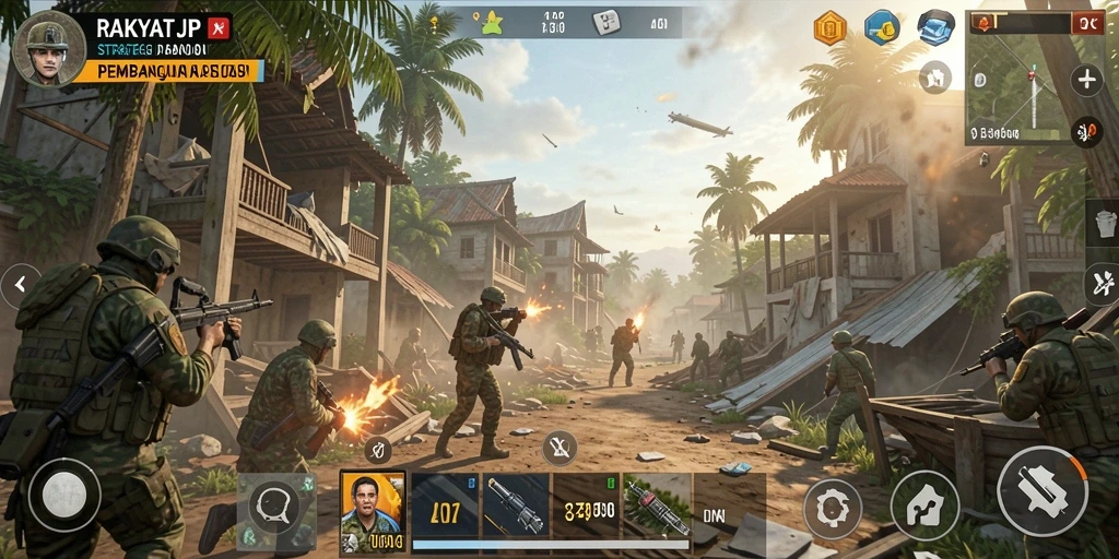Screenshot gameplay RAKYATJP menampilkan strategi pertempuran yang mendebarkan.