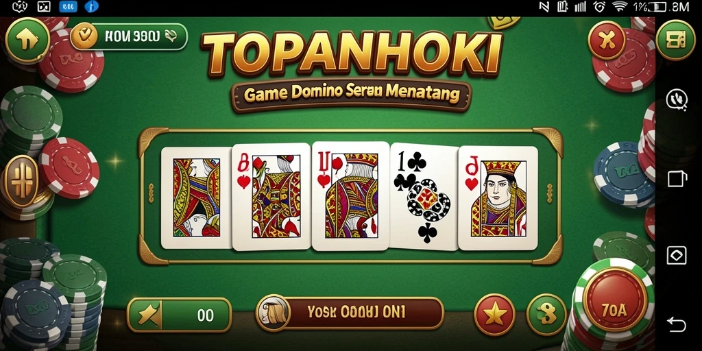 Tangkapan layar dari gameplay menarik TOPANHOKI di arena domino.
