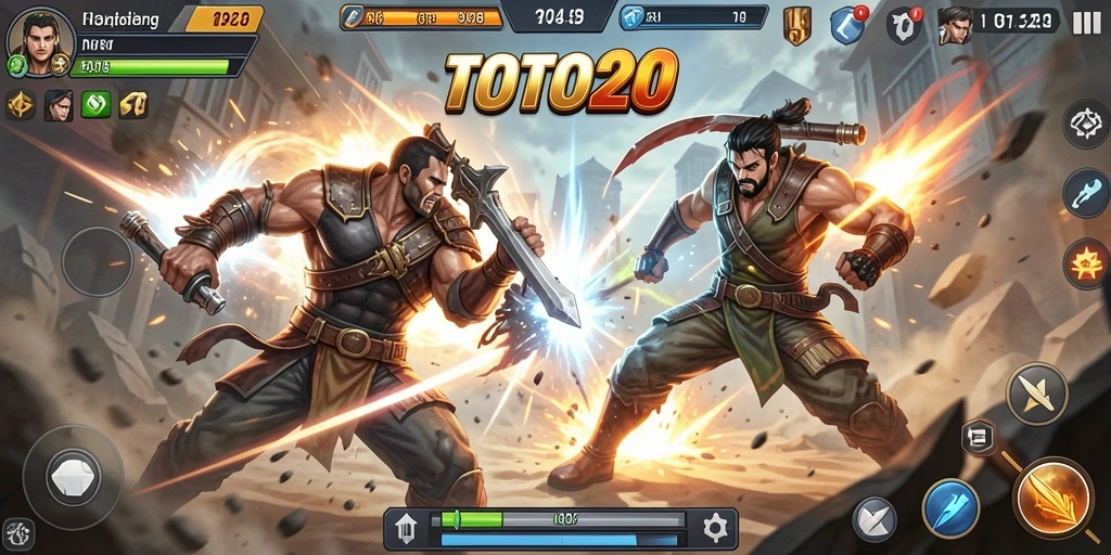 Tangkapan layar dari gameplay TOTO20 yang memadukan teknik bertarung dan strategi.