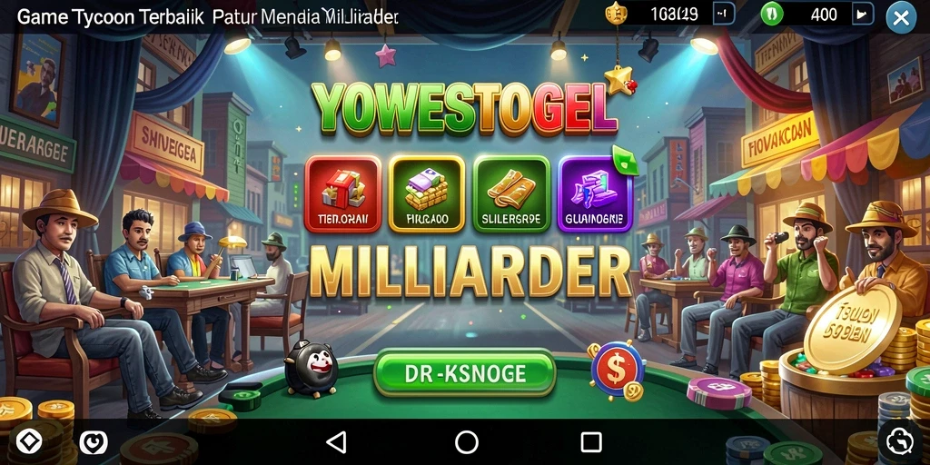 Tampilan gameplay YOWESTOGEL menunjukkan keseruan membangun kerajaan bisnis.